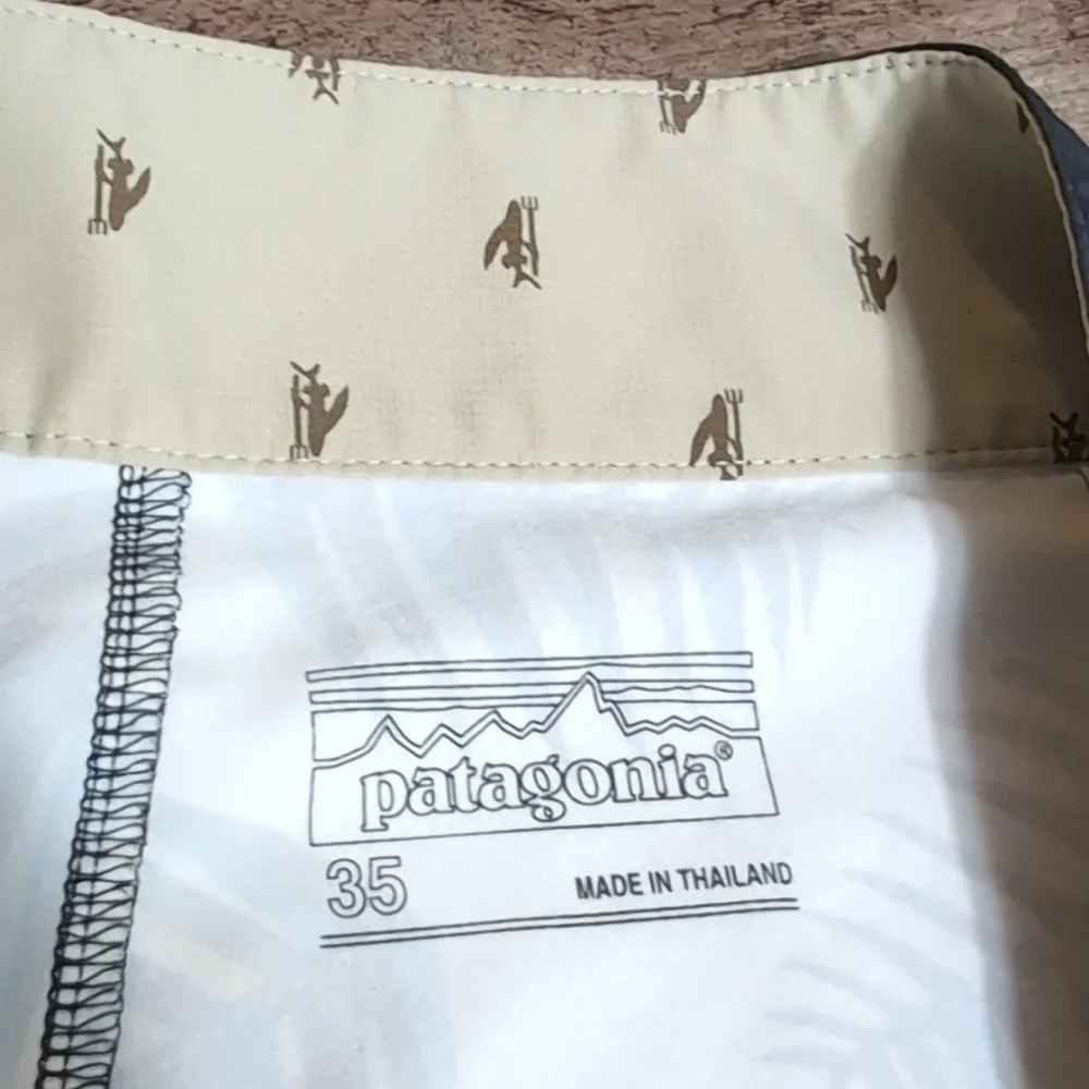 Patagonia Stretch Planing Boardshorts Size 35 In Fishbone Patterned Off-white